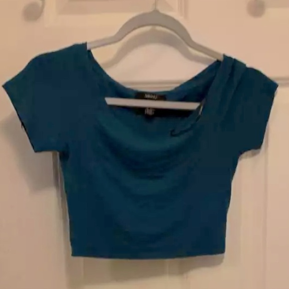 Deep blue fitted crop top